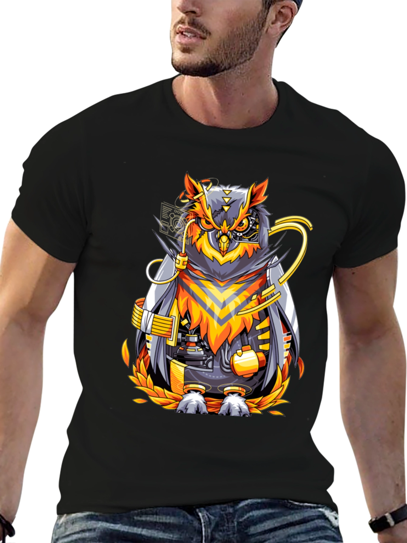 Cyberpunk Owl Graphic T-Shirt