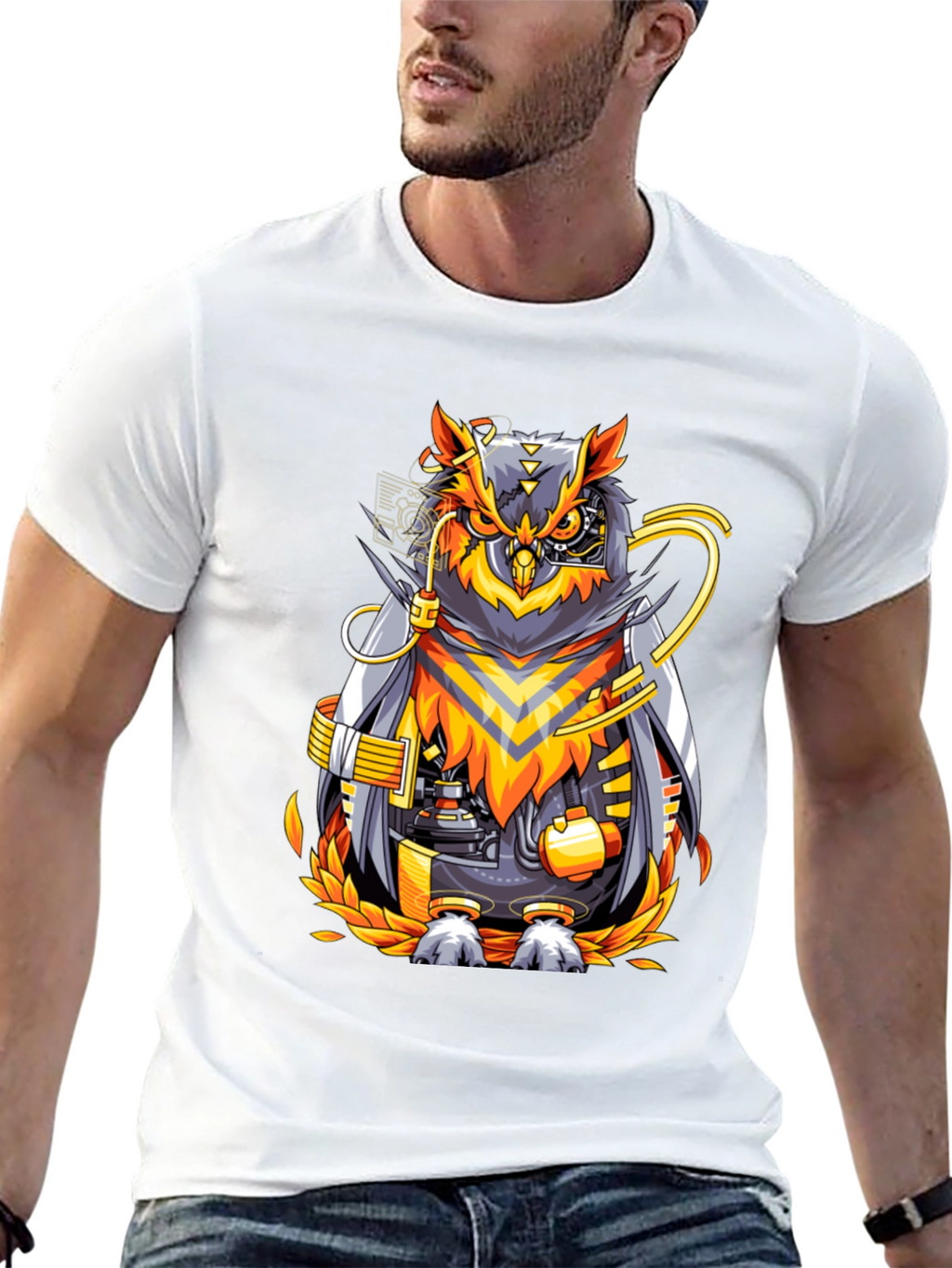 Cyberpunk Owl Graphic T-Shirt