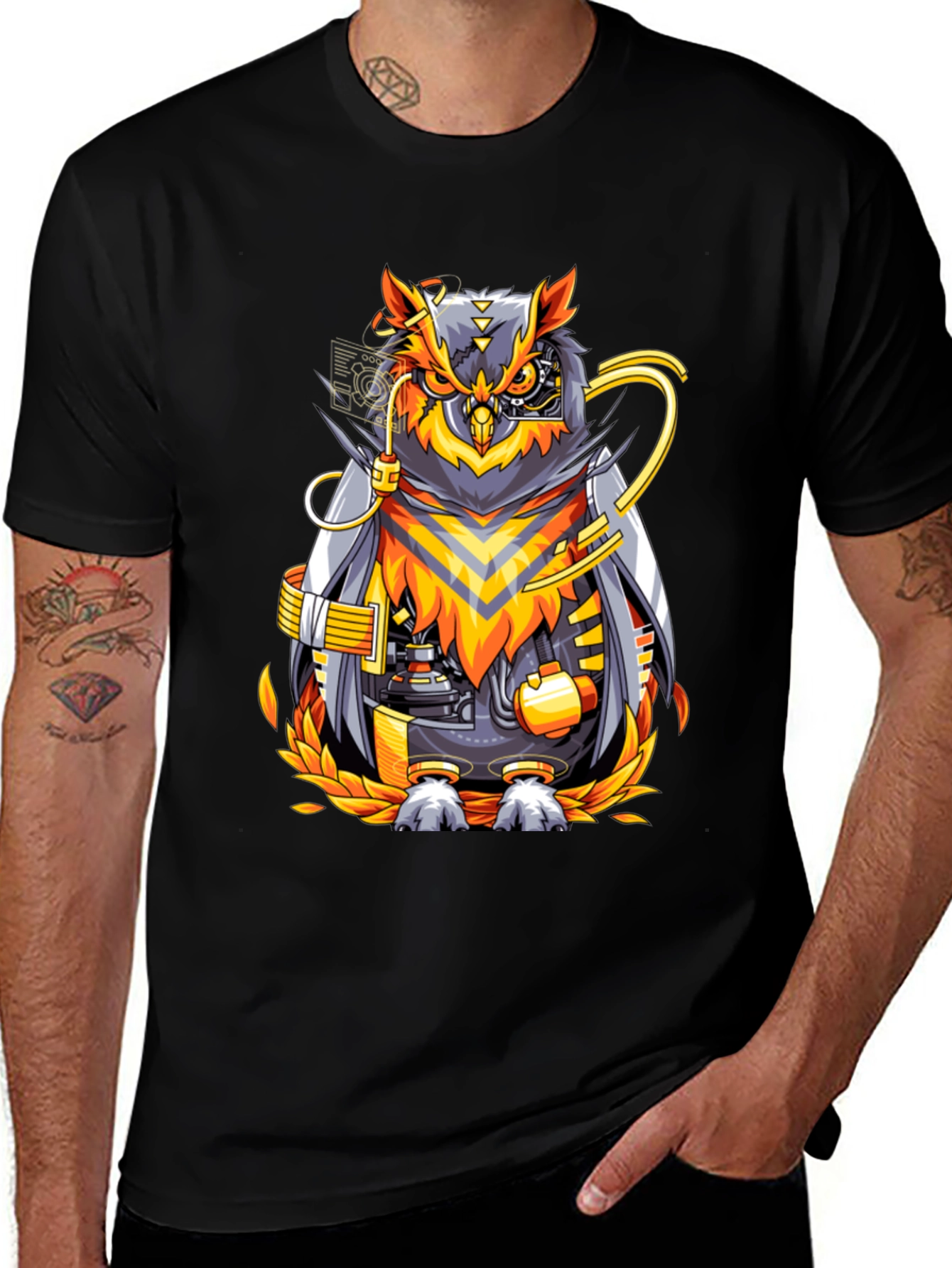 Cyberpunk Owl Graphic T-Shirt