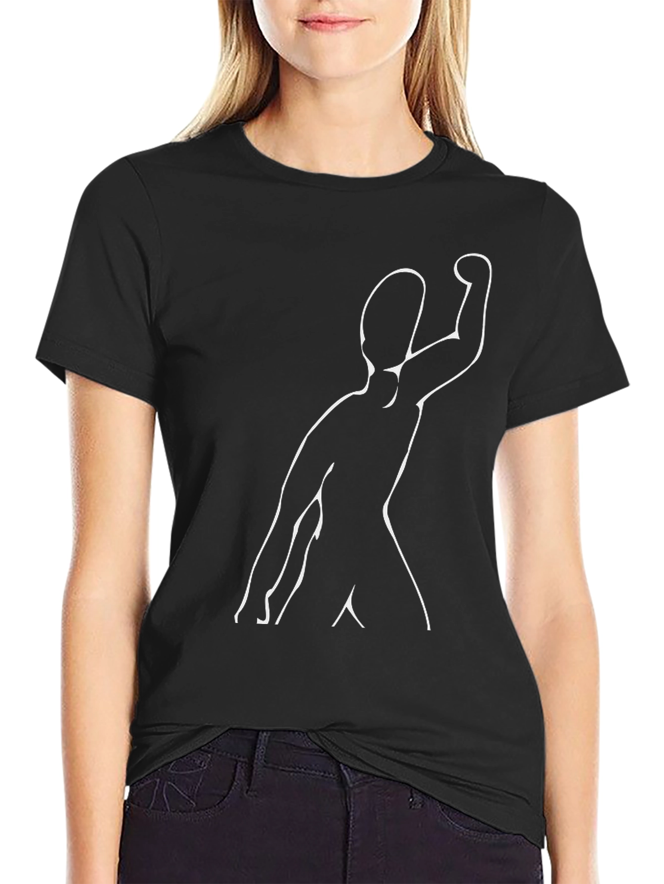 Modern Art T-Shirt - Black with White Silhouette