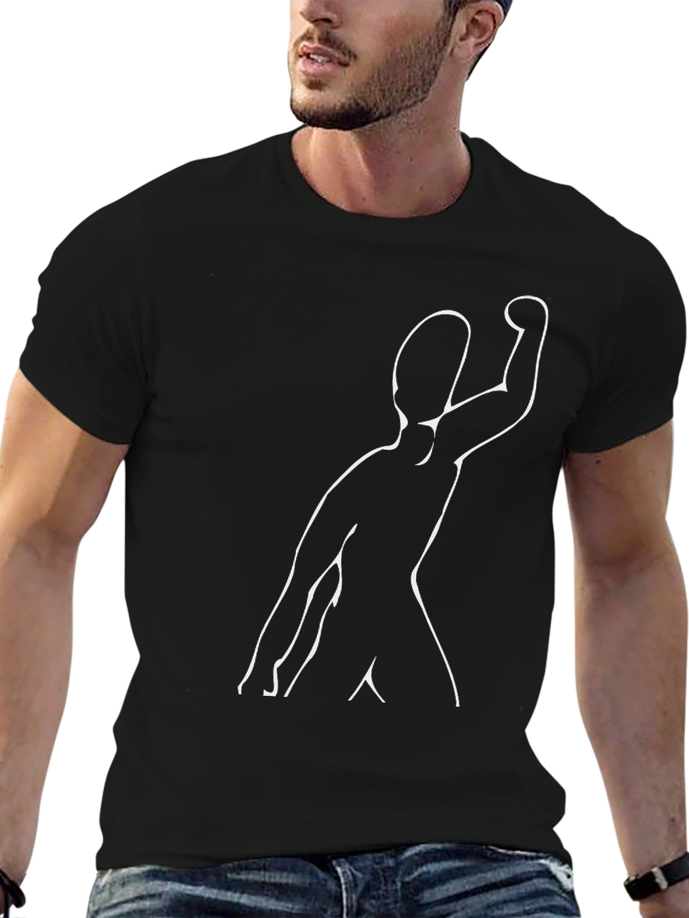 Modern Art T-Shirt - Black with White Silhouette