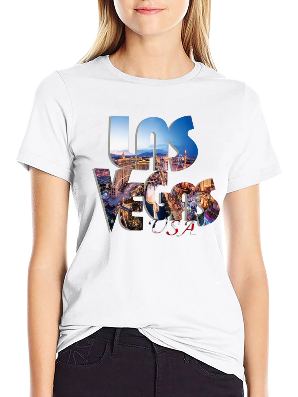 Las Vegas USA Graphic Print Black T-Shirt