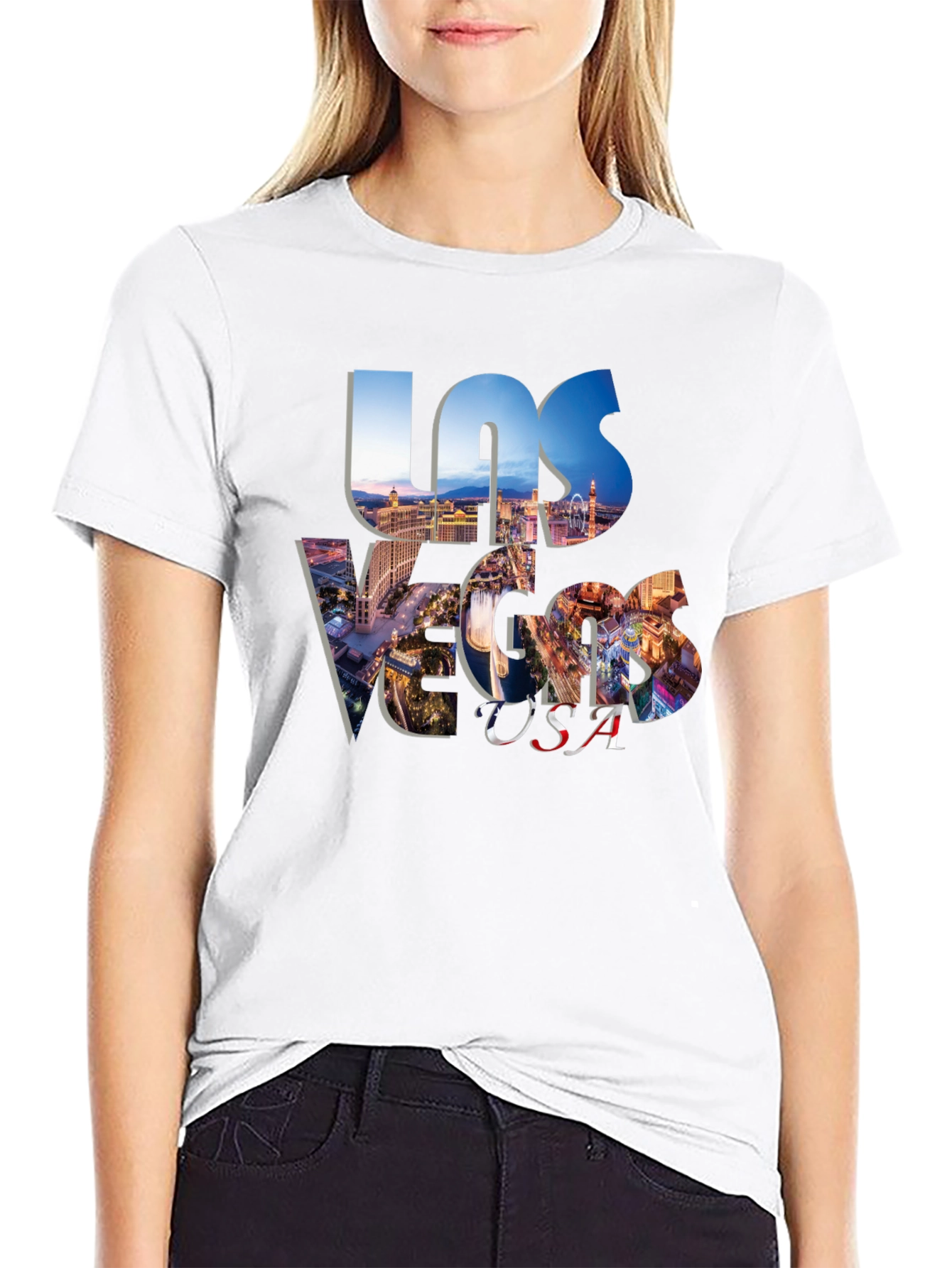 Las Vegas USA Graphic Print Black T-Shirt