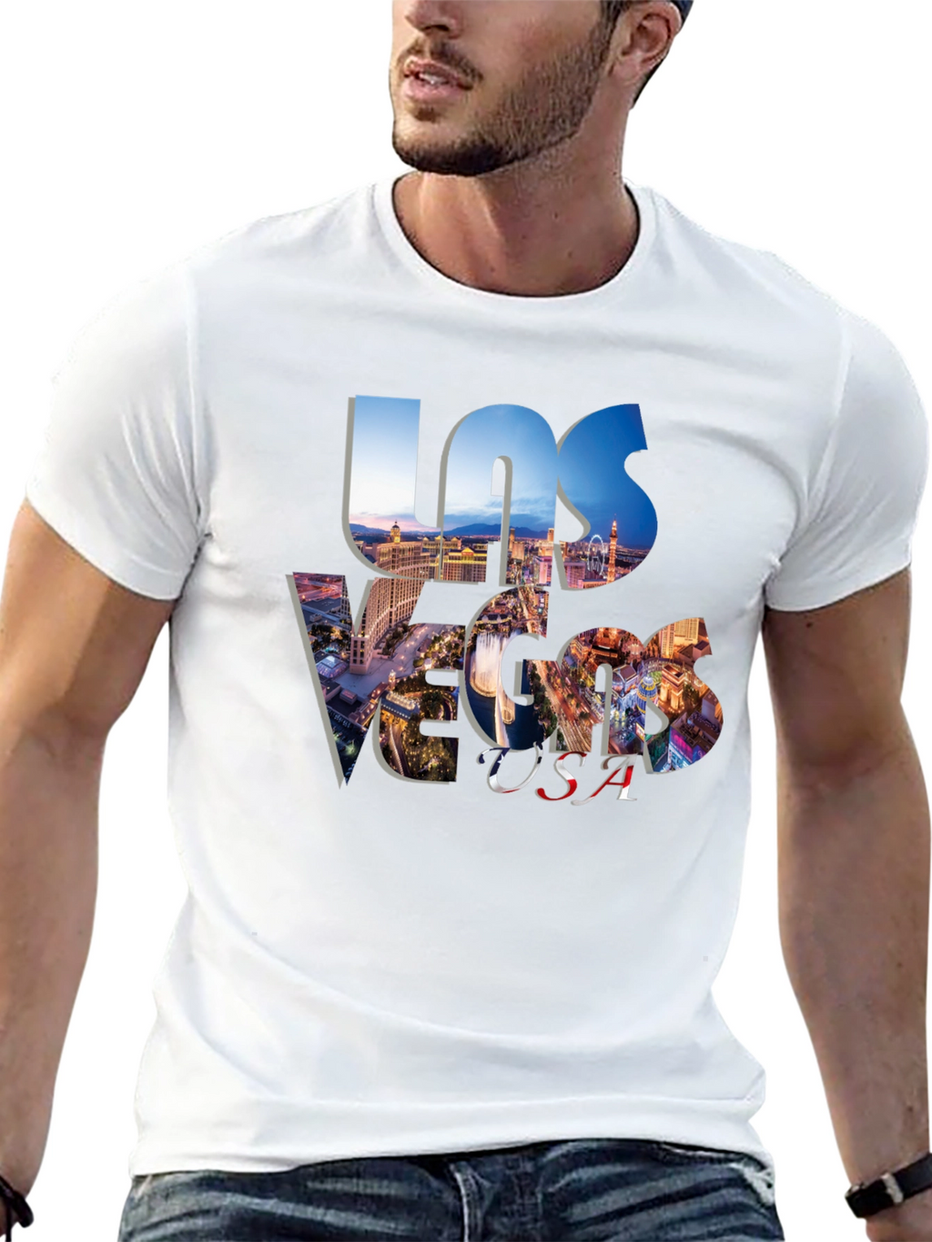 Las Vegas USA Graphic Print Black T-Shirt