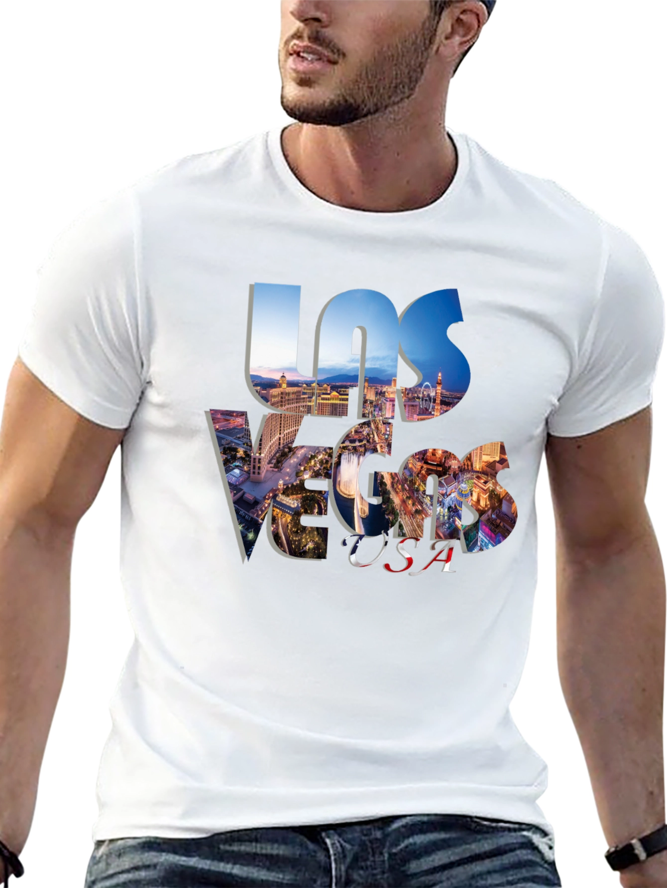 Las Vegas USA Graphic Print Black T-Shirt