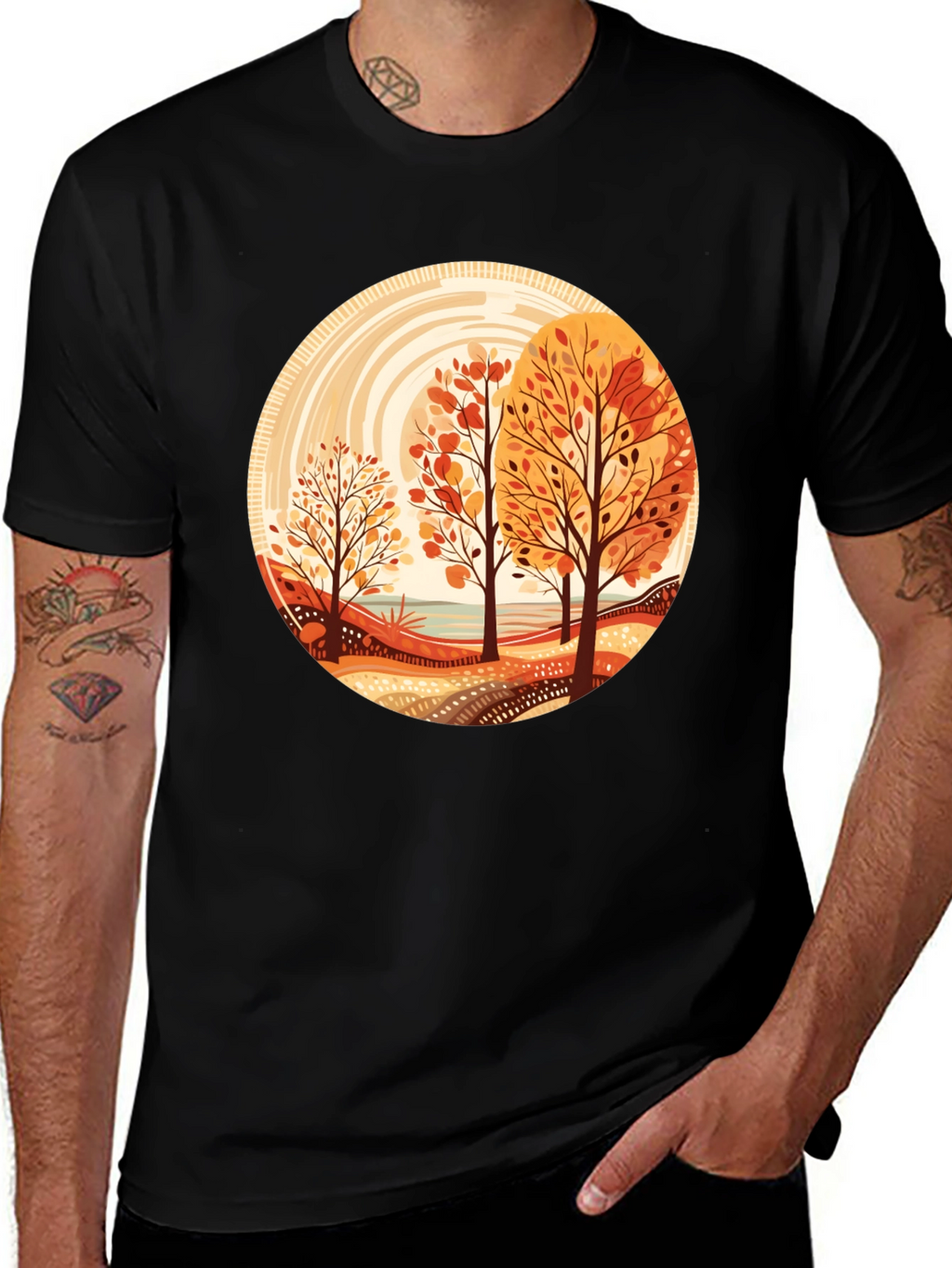 Autumn Trees Graphic Tee - Round Design