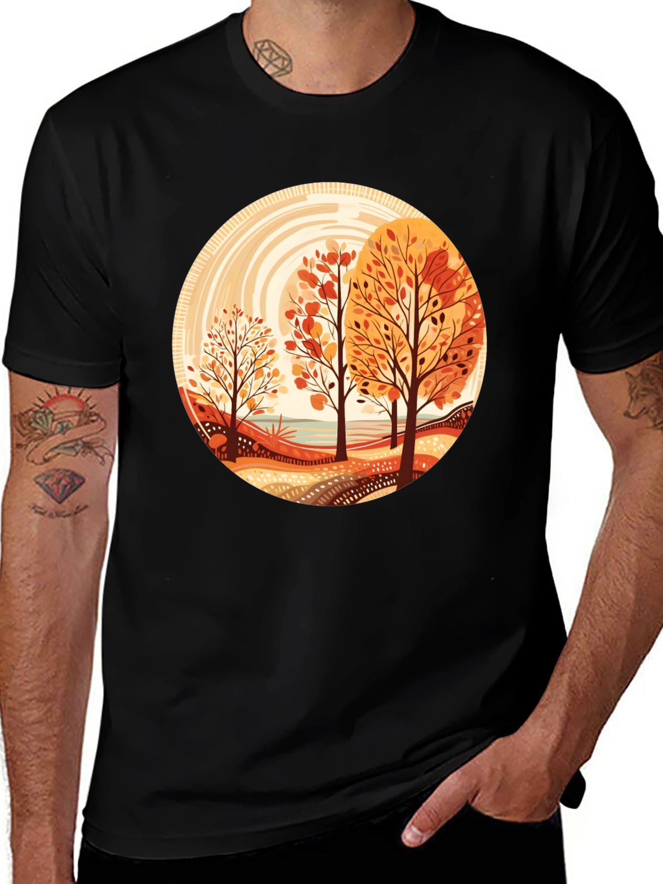 Autumn Trees Graphic Tee - Round Design