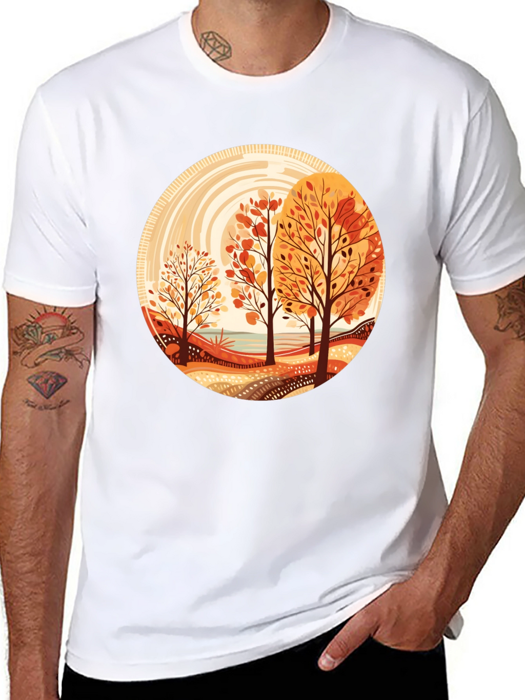 Autumn Trees Graphic Tee - Round Design