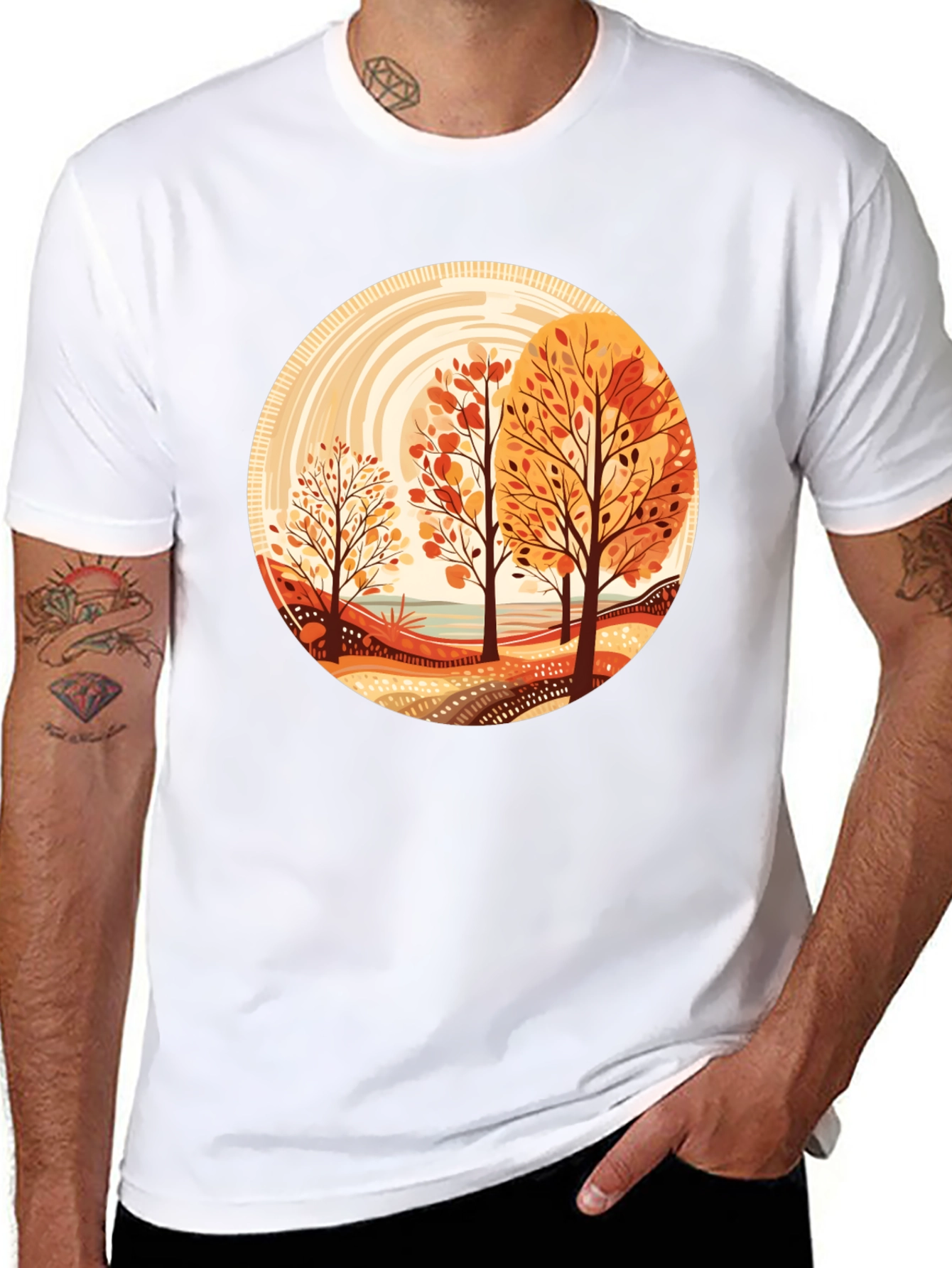 Autumn Trees Graphic Tee - Round Design