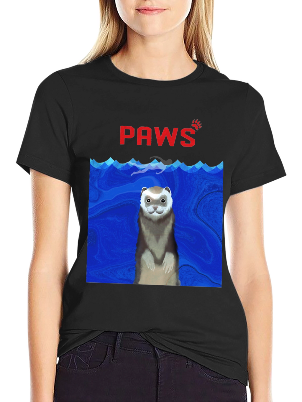 PAWS Ferret Graphic T-Shirt - Black