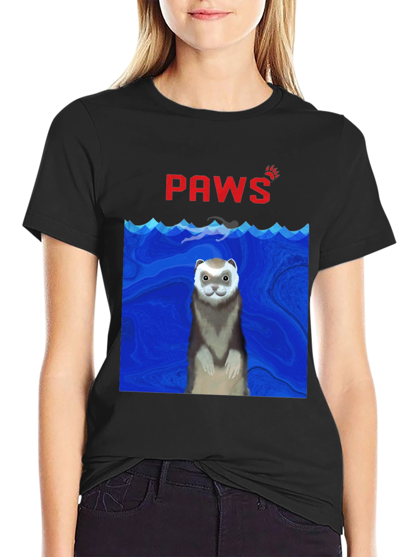 PAWS Ferret Graphic T-Shirt - Black