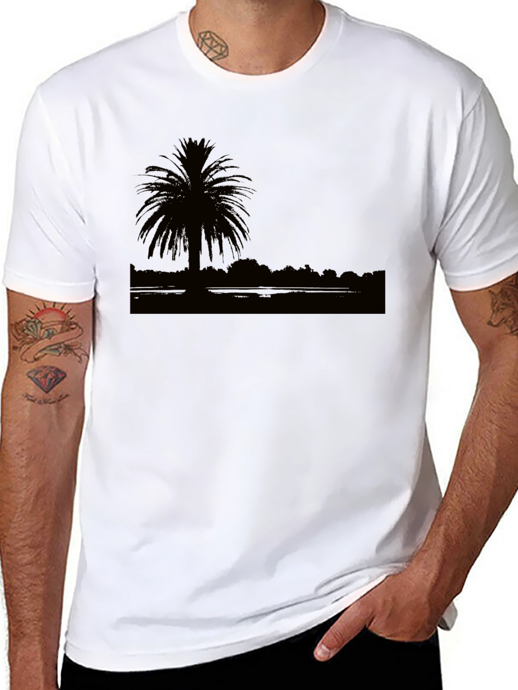 Silhouette Palm Tree Graphic T-Shirt