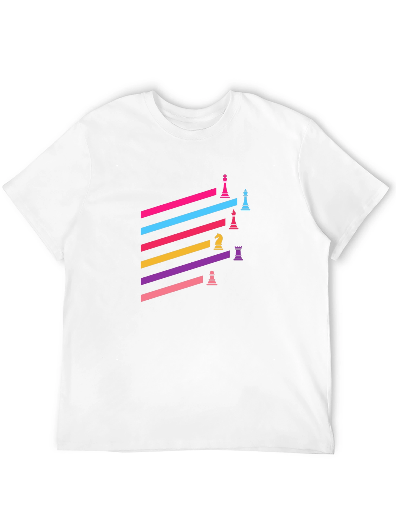 Colorful Chess Piece Graphic Tee - Trendy Black T-Shirt