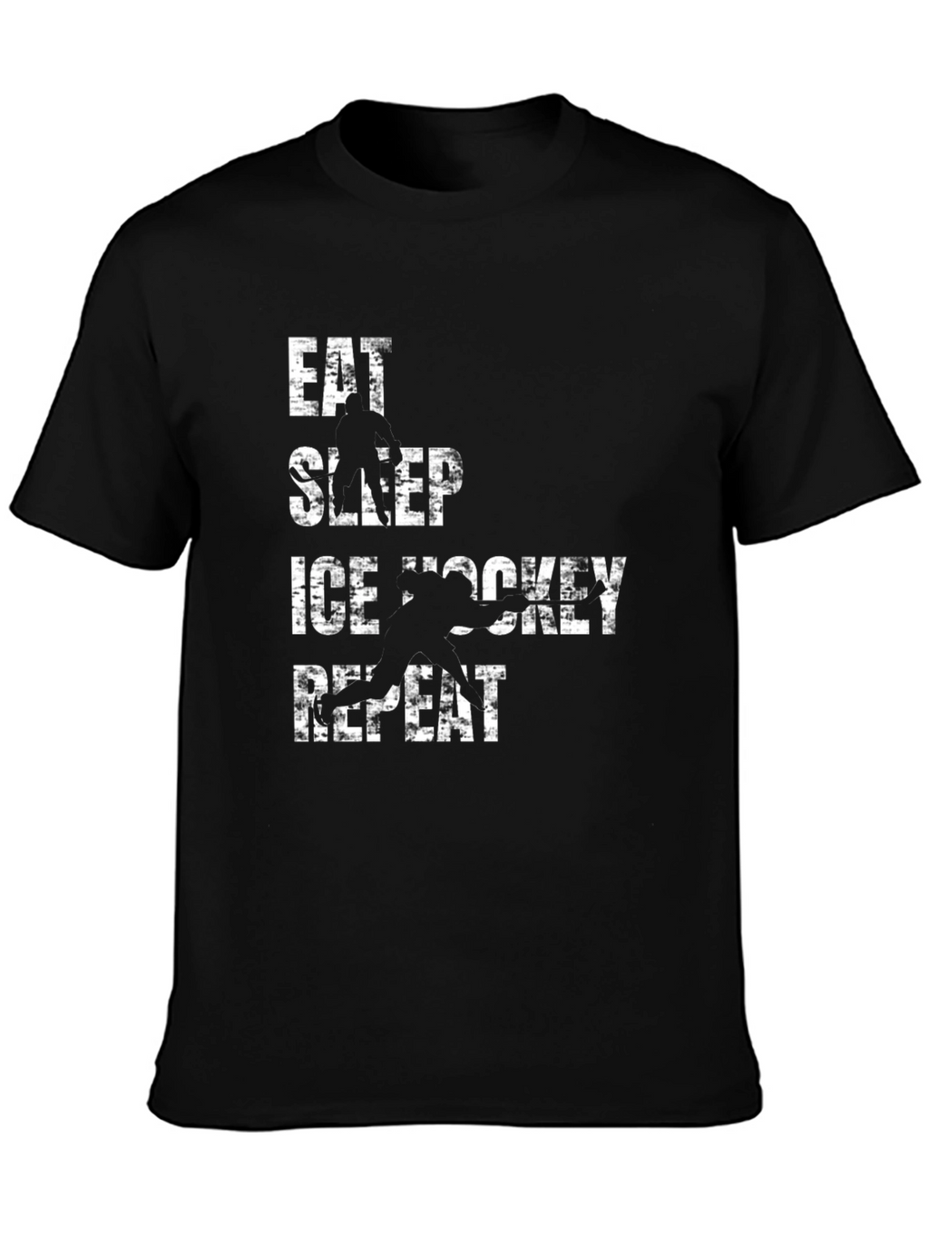 Eat Sleep Ice Hockey Repeat Black Graphic T-Shirt