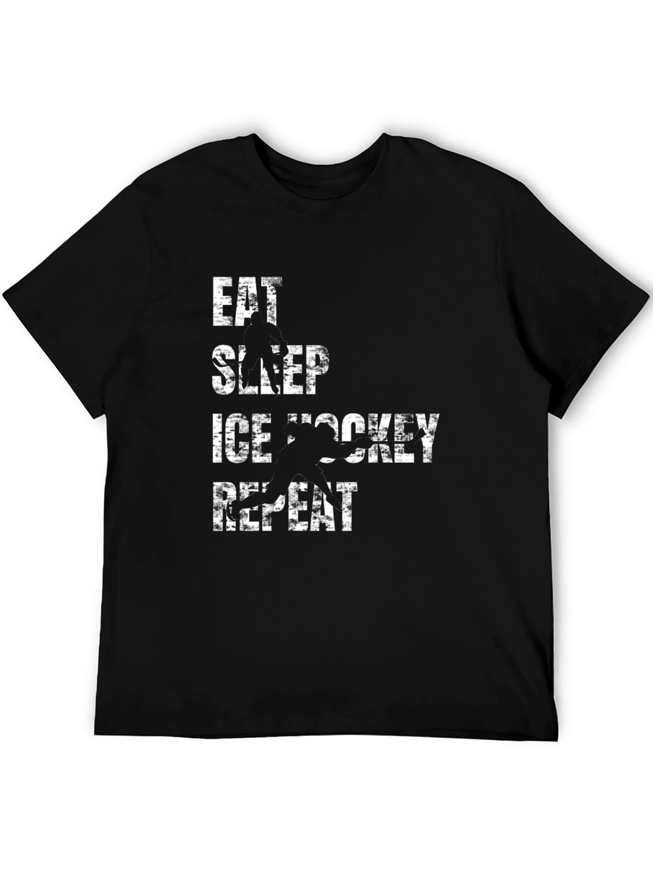 Eat Sleep Ice Hockey Repeat Black Graphic T-Shirt