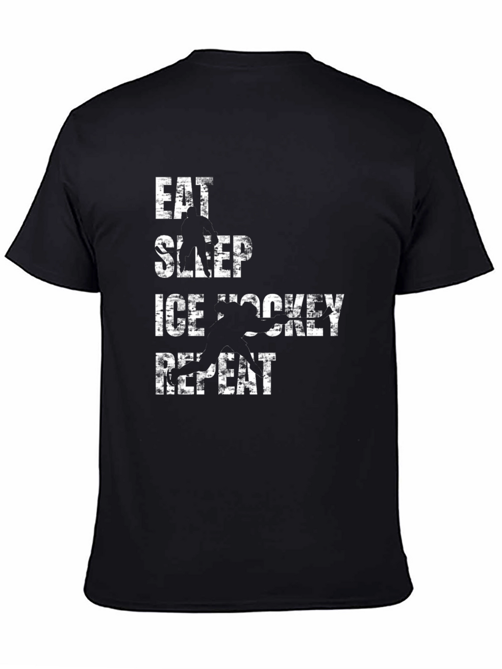 Eat Sleep Ice Hockey Repeat Black Graphic T-Shirt