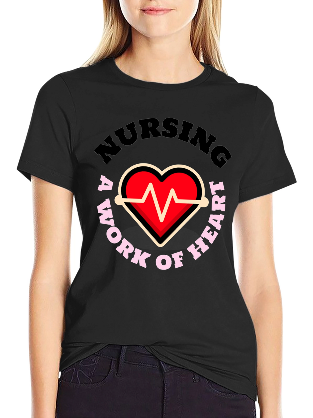 Nursing: A Work of Heart Graphic T-Shirt