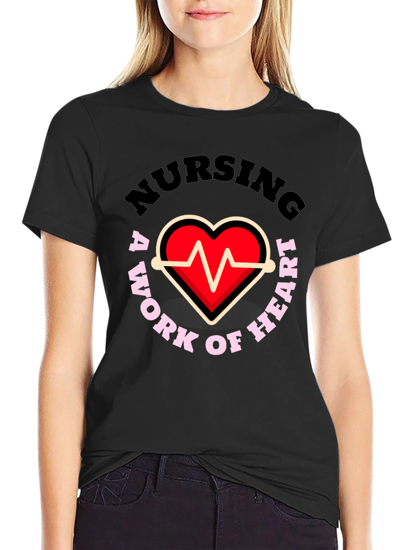 Nursing: A Work of Heart Graphic T-Shirt