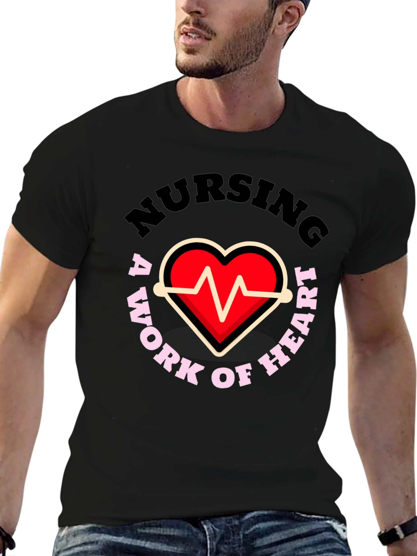 Nursing: A Work of Heart Graphic T-Shirt