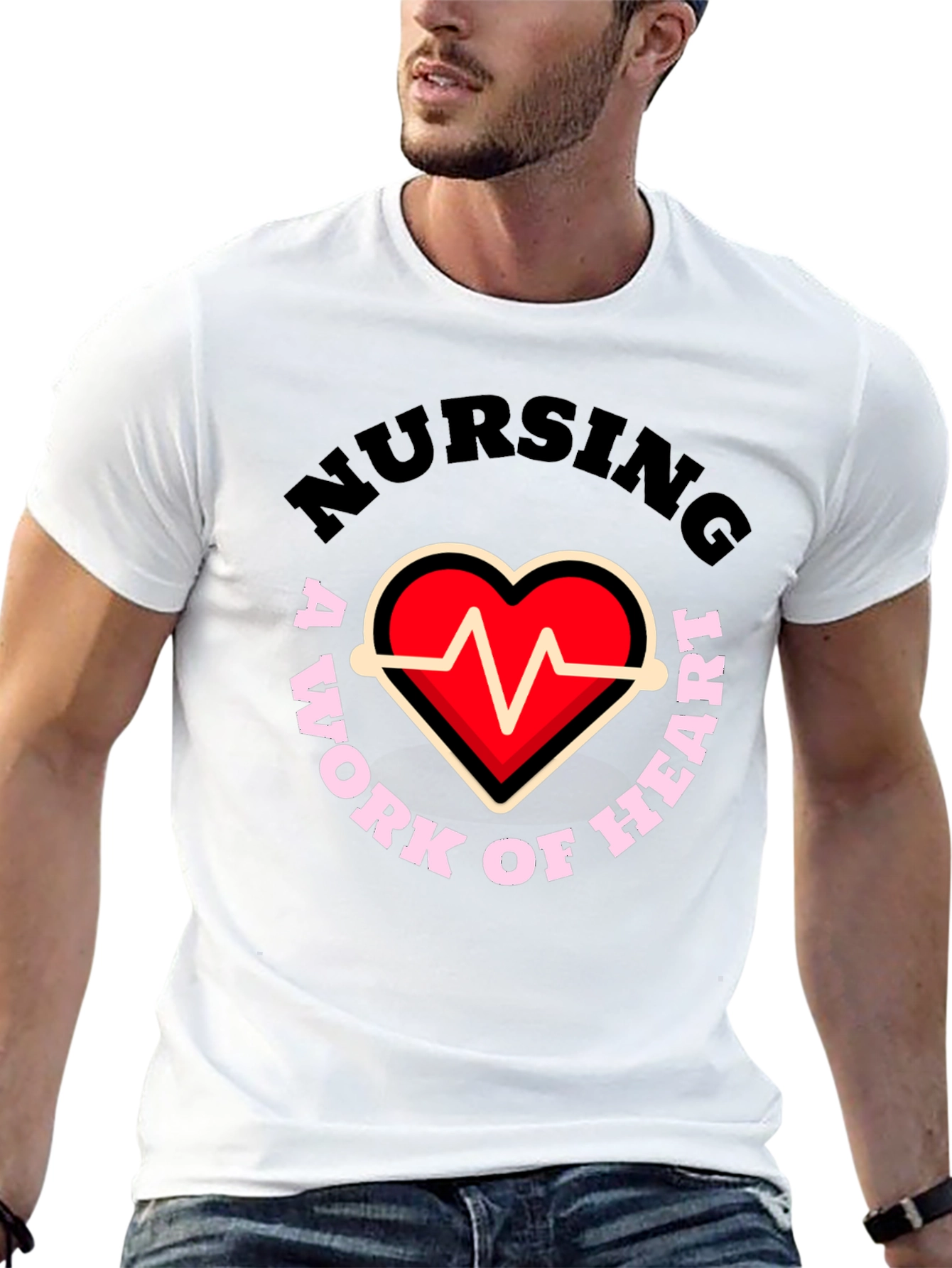 Nursing: A Work of Heart Graphic T-Shirt