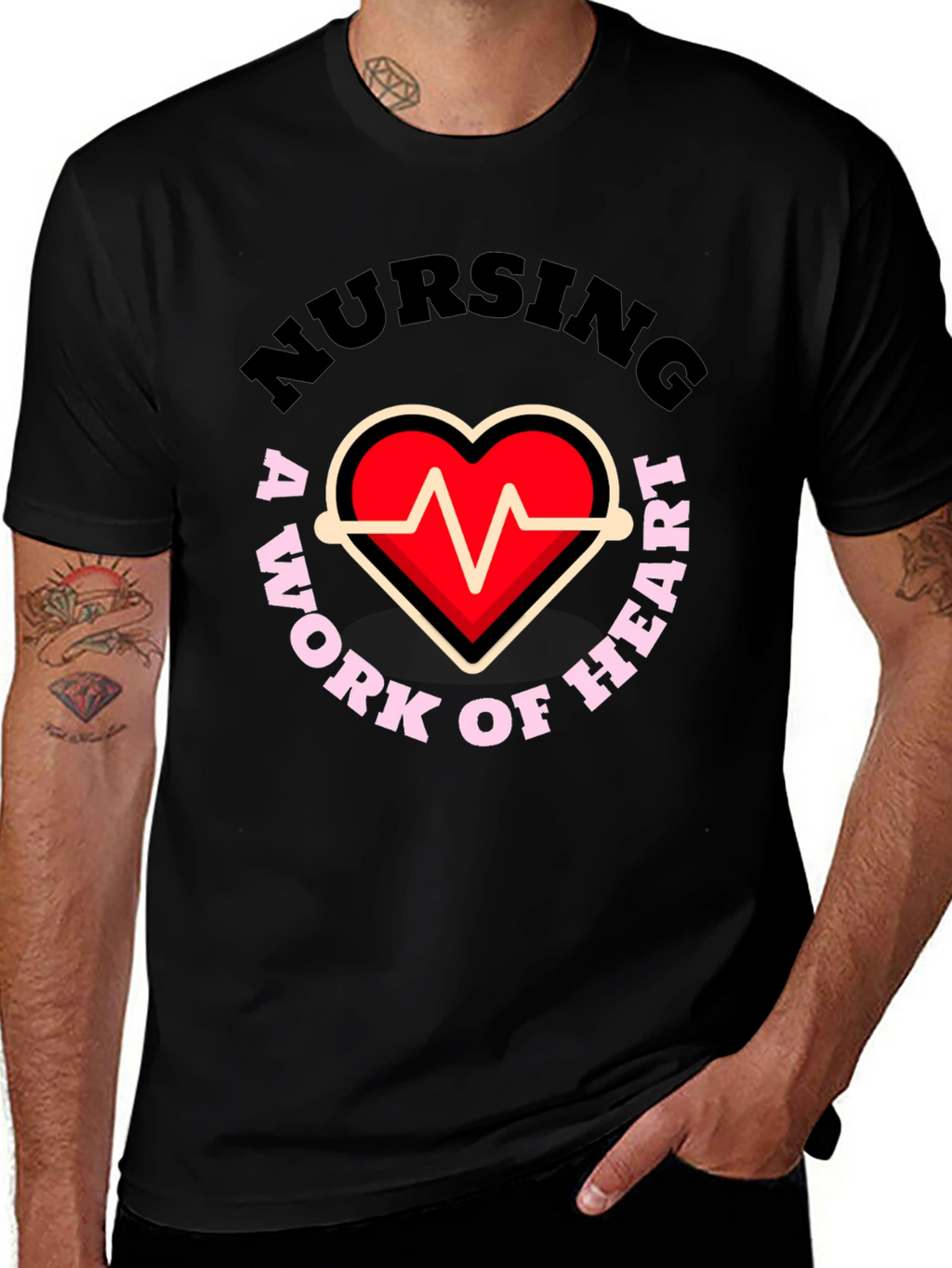 Nursing: A Work of Heart Graphic T-Shirt