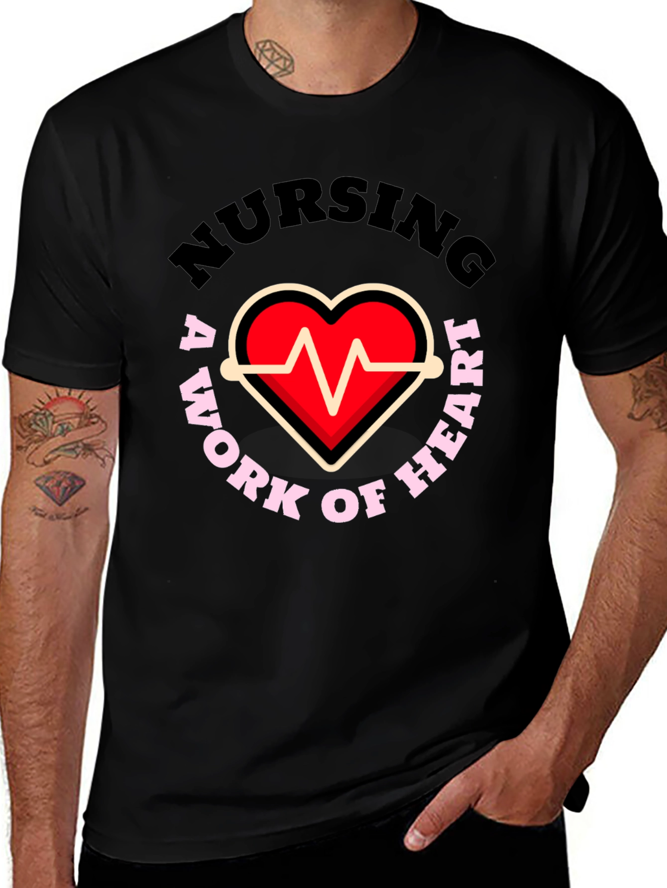 Nursing: A Work of Heart Graphic T-Shirt