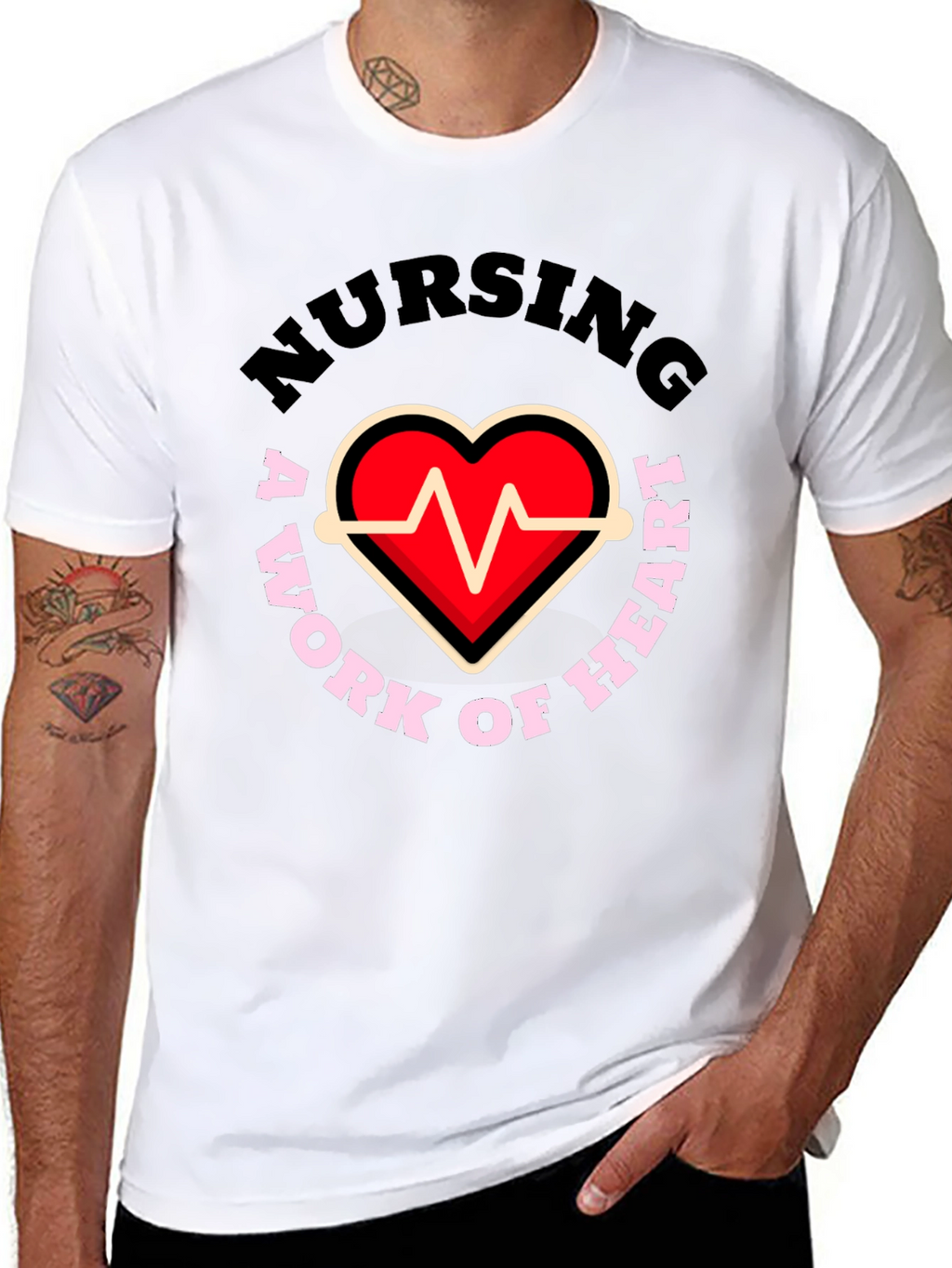 Nursing: A Work of Heart Graphic T-Shirt