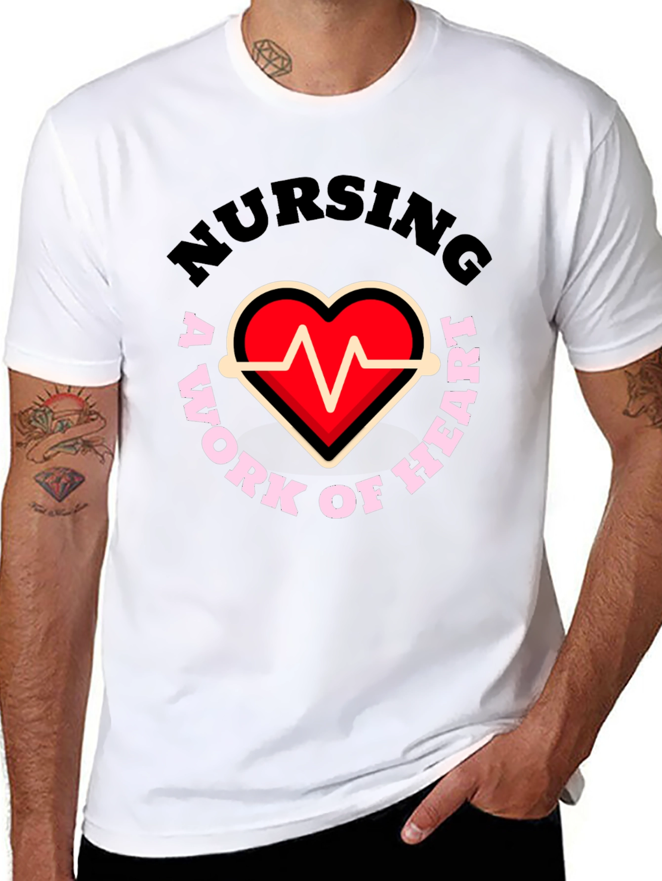 Nursing: A Work of Heart Graphic T-Shirt