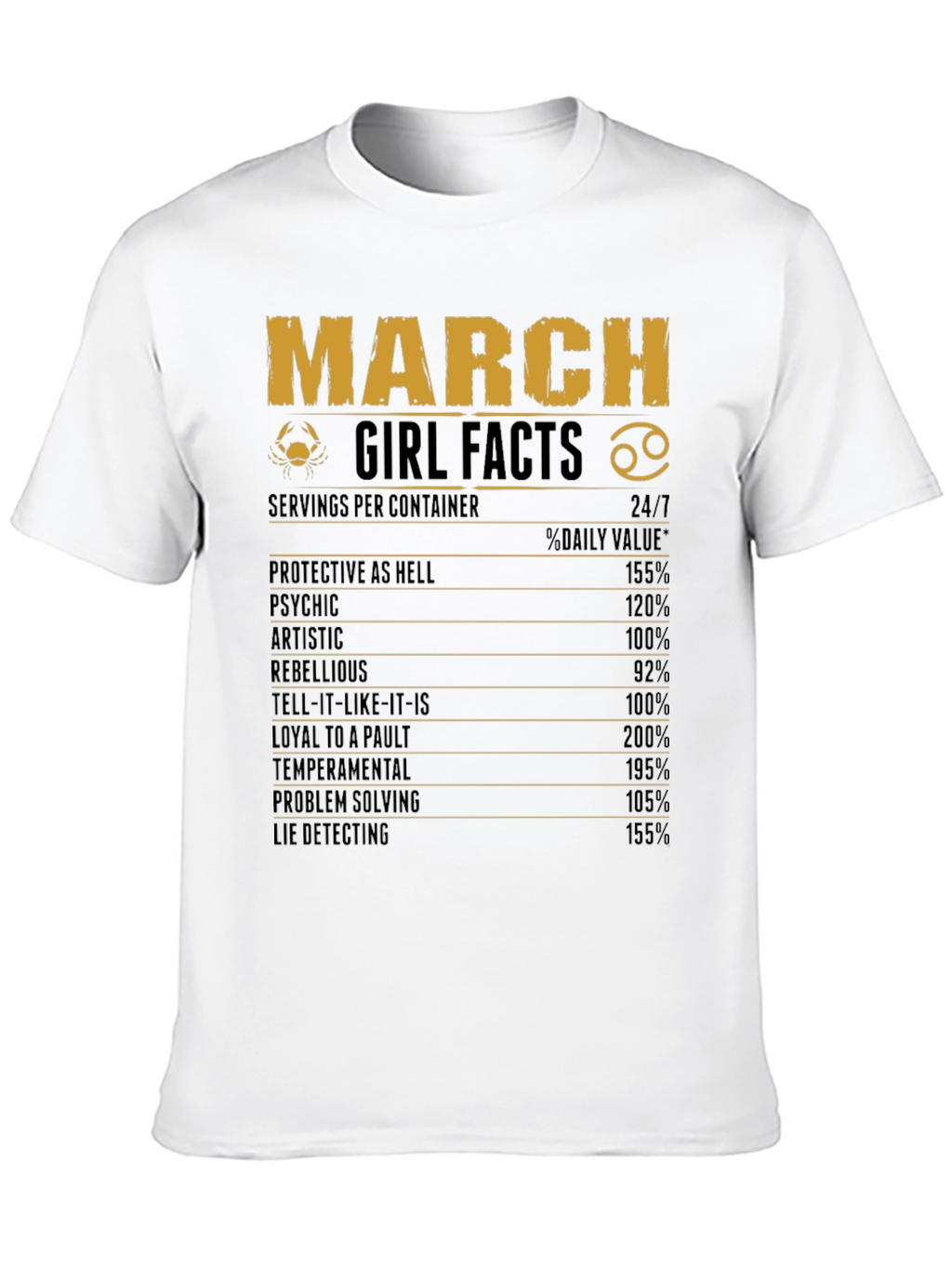 March Girl Facts Zodiac Graphic Tee