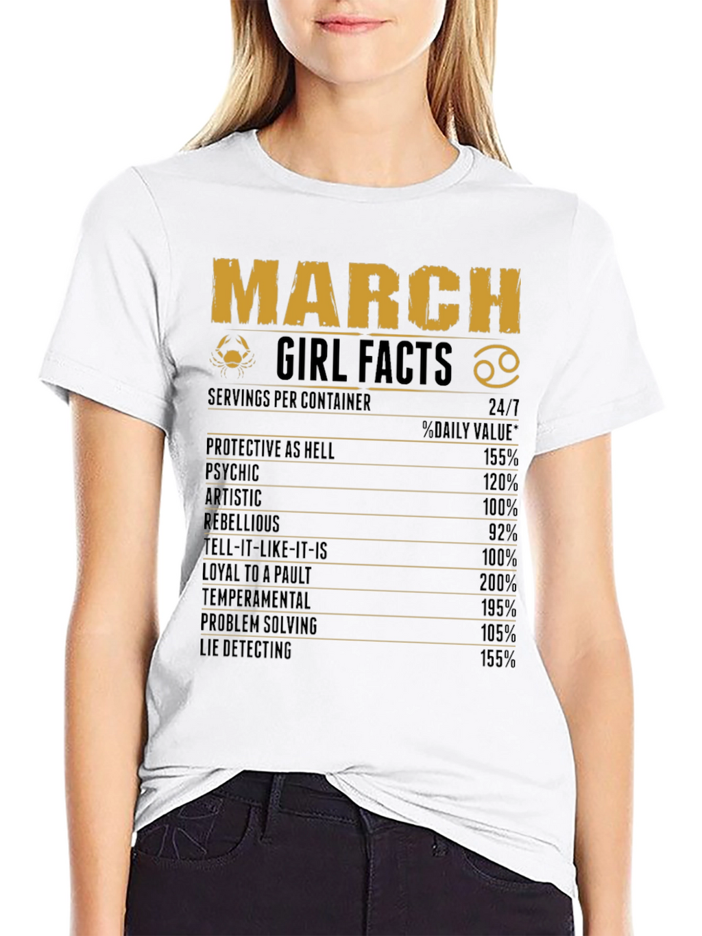 March Girl Facts Zodiac Graphic Tee
