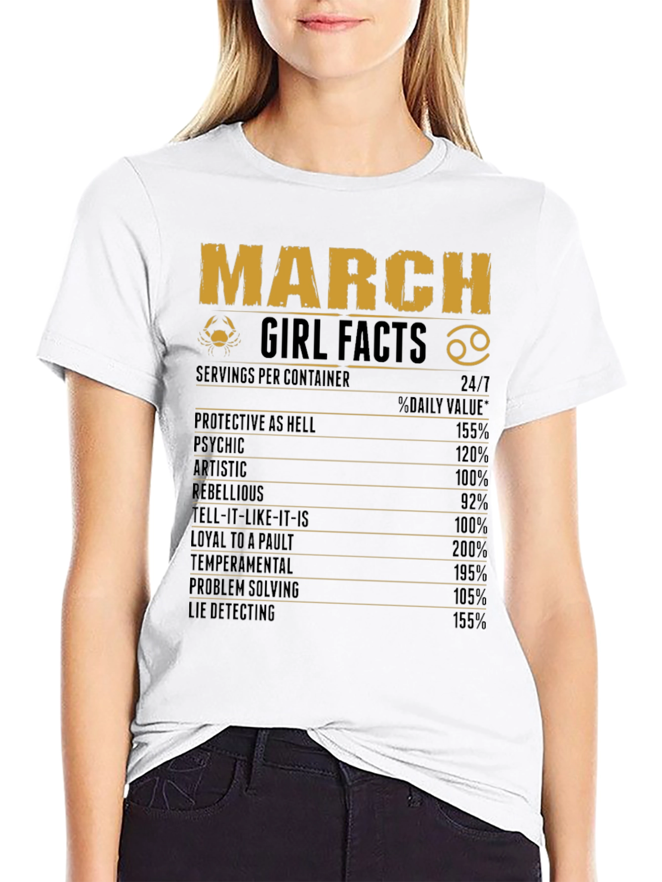 March Girl Facts Zodiac Graphic Tee
