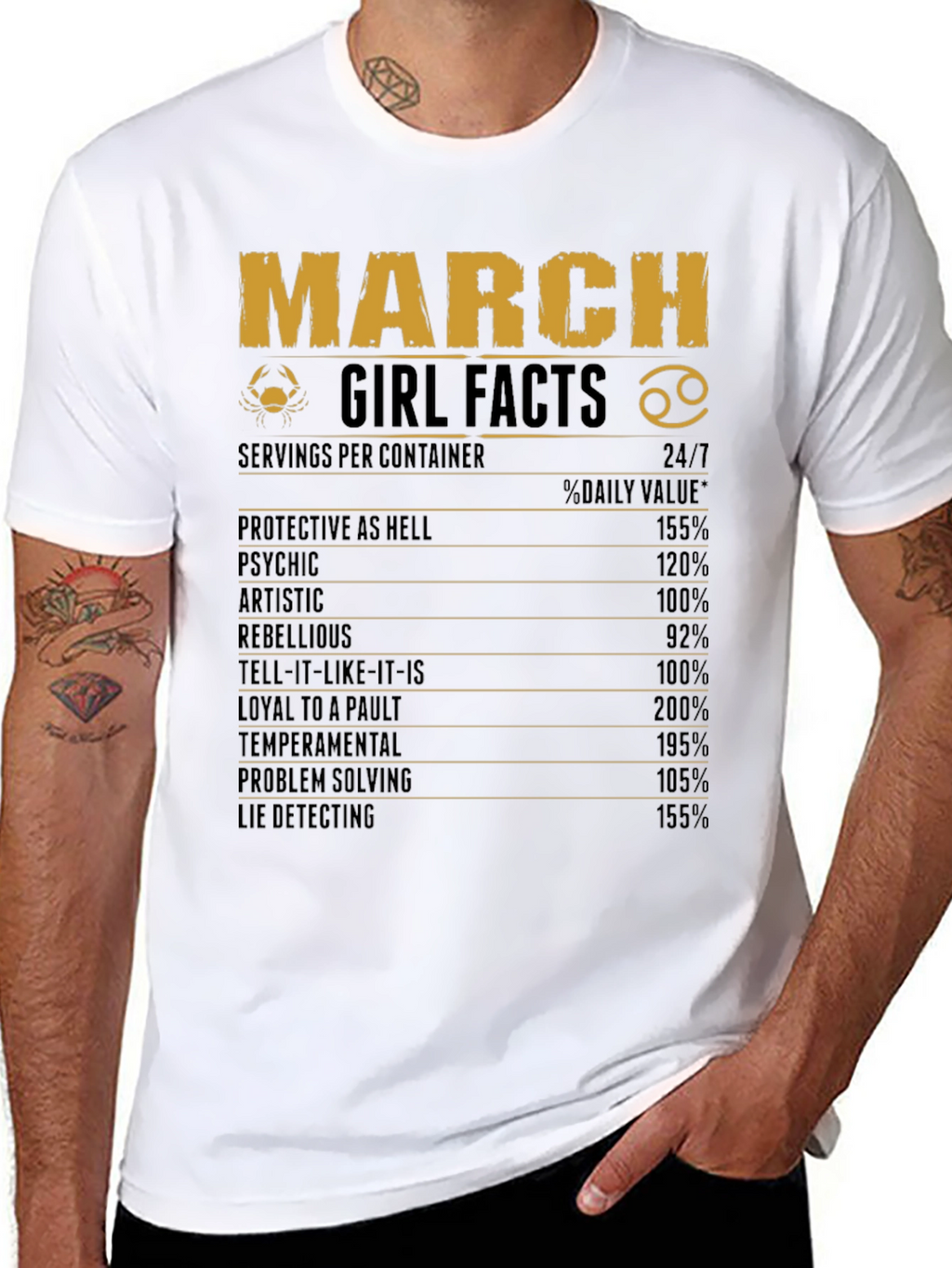 March Girl Facts Zodiac Graphic Tee