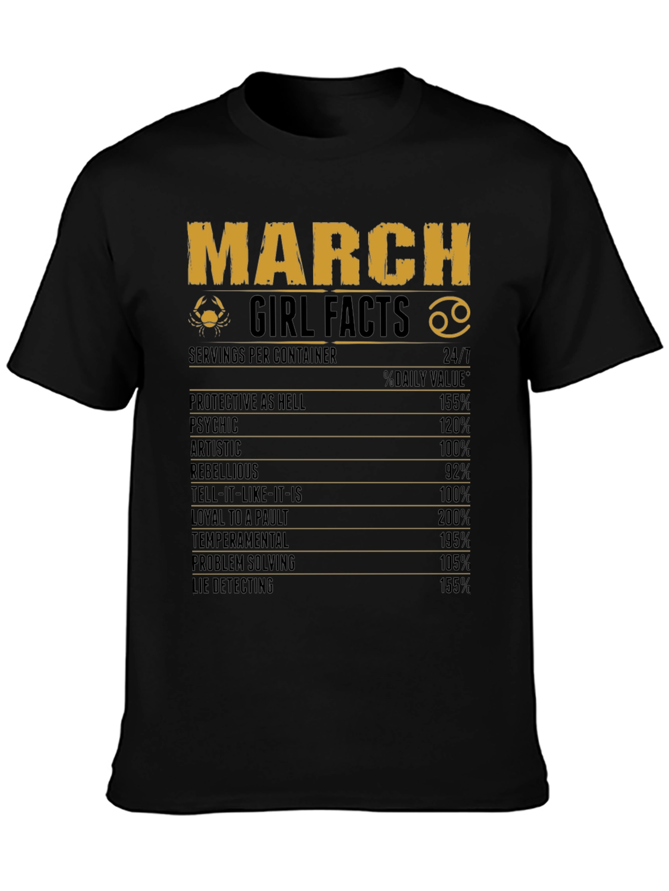 March Girl Facts Zodiac Graphic Tee