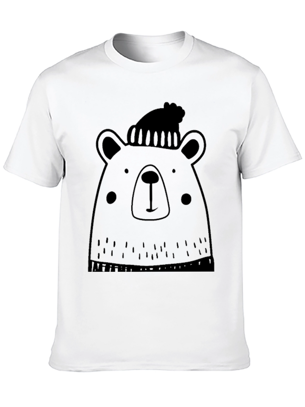 Bear with Beanie Black Graphic T-Shirt