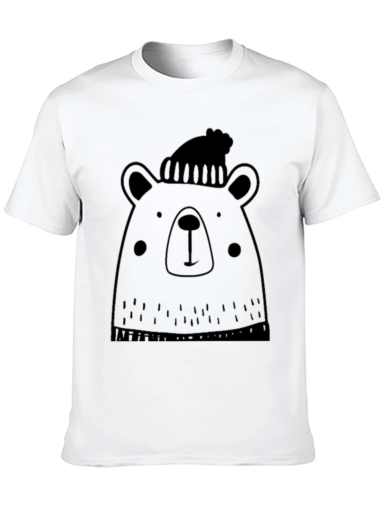 Bear with Beanie Black Graphic T-Shirt