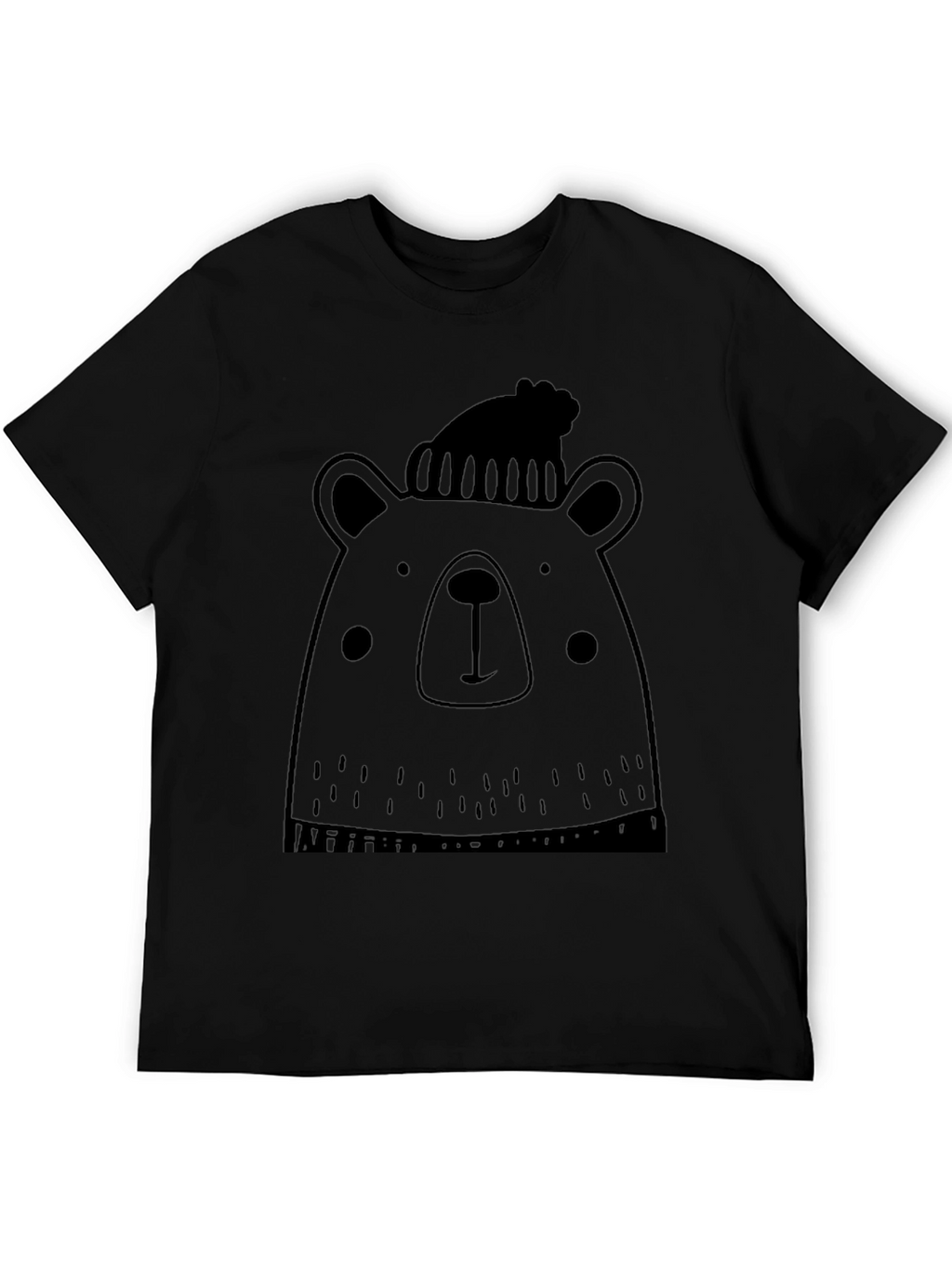 Bear with Beanie Black Graphic T-Shirt