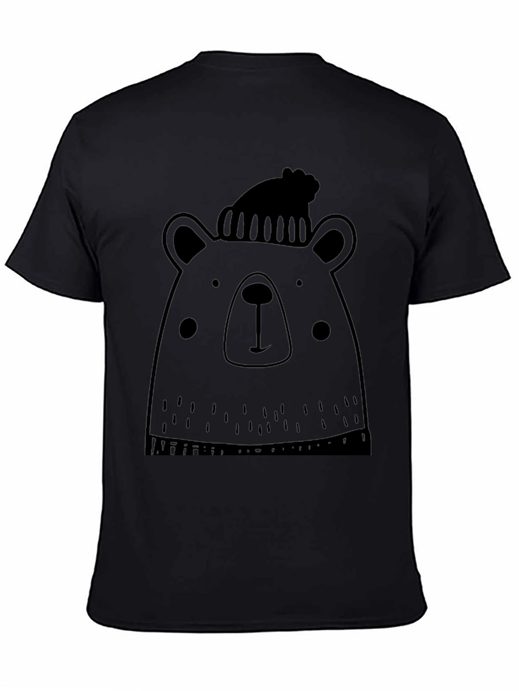 Bear with Beanie Black Graphic T-Shirt