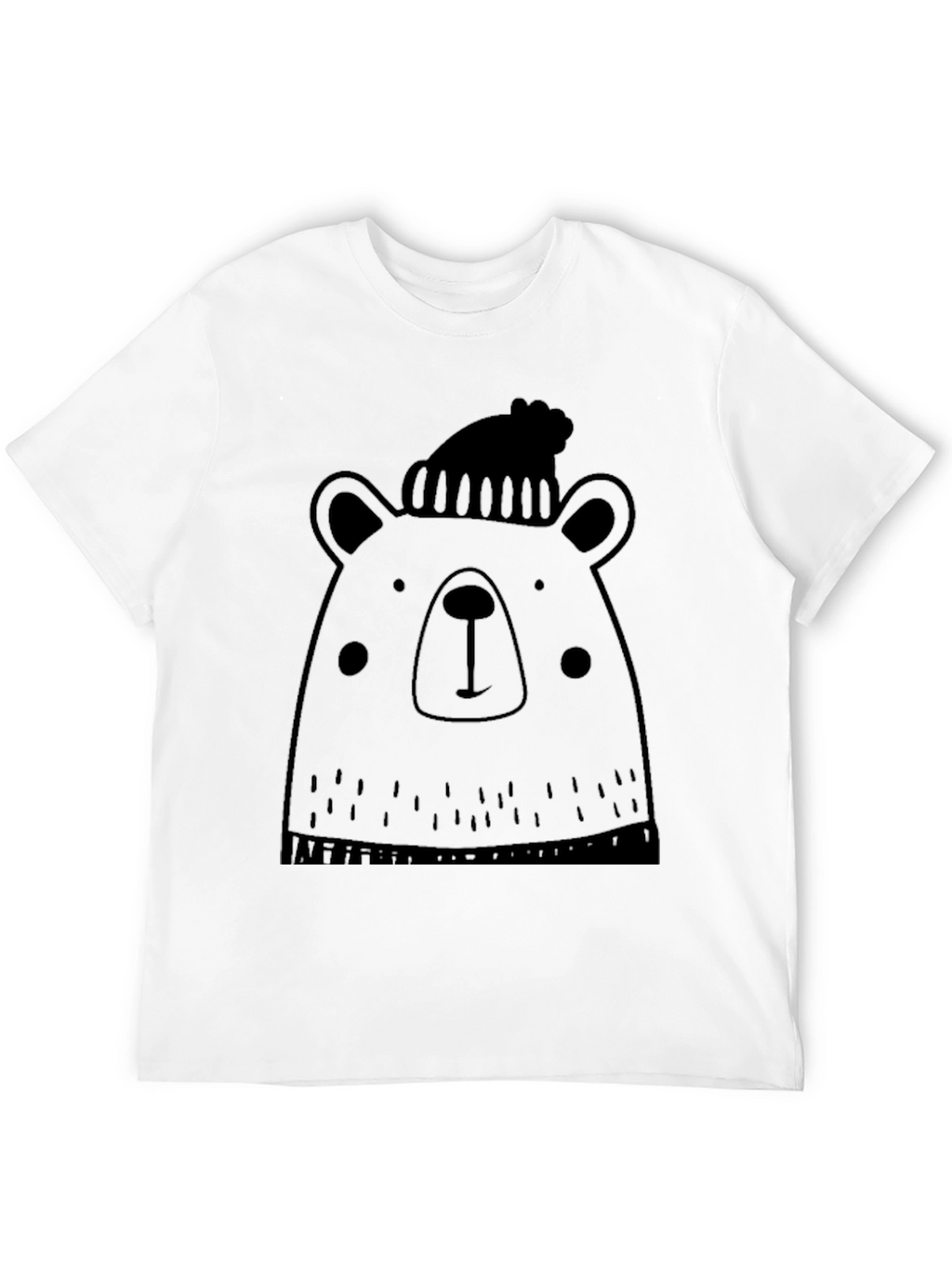 Bear with Beanie Black Graphic T-Shirt