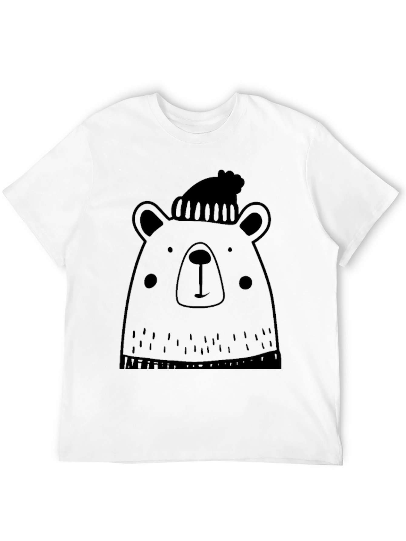 Bear with Beanie Black Graphic T-Shirt