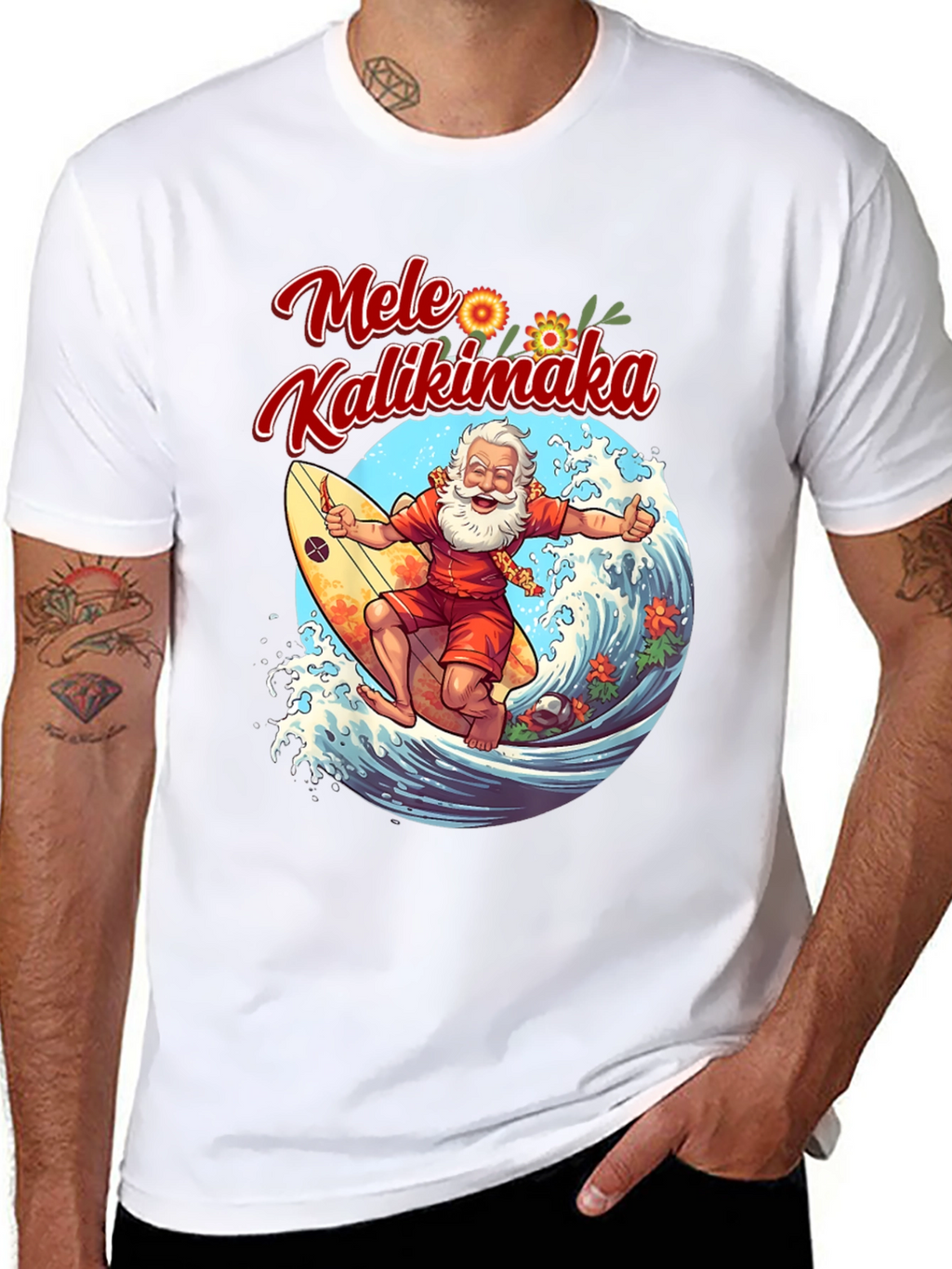 Mele Kalikimaka Santa Surfing T-Shirt