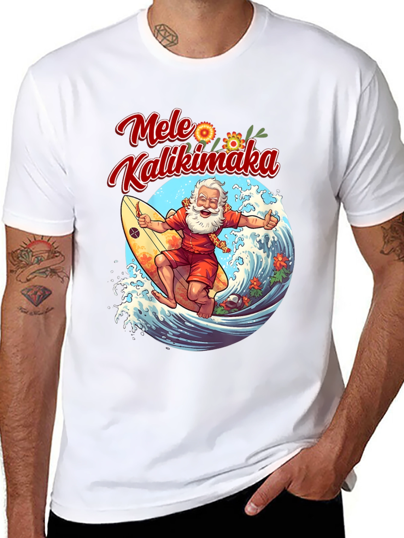 Mele Kalikimaka Santa Surfing T-Shirt