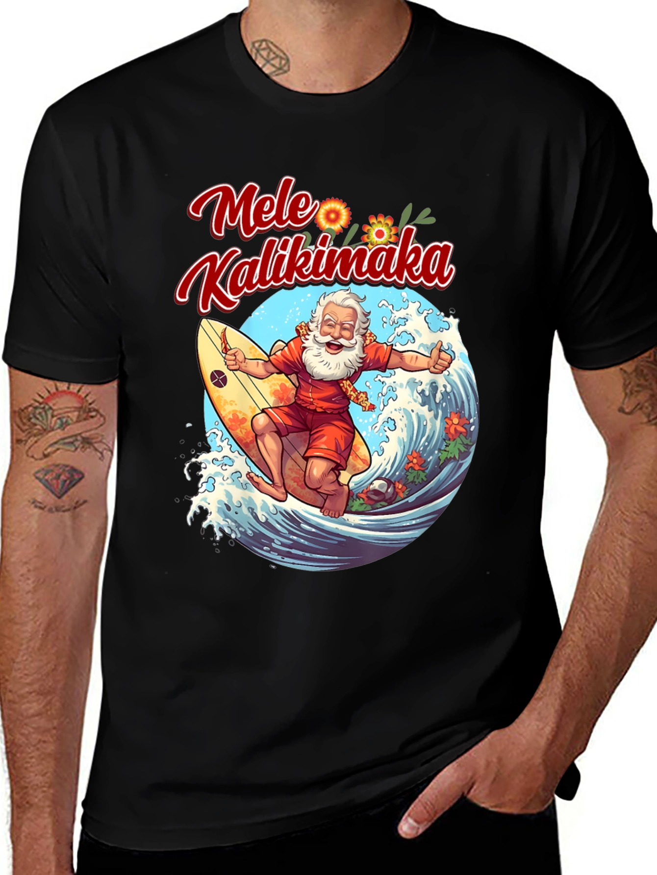 Mele Kalikimaka Santa Surfing T-Shirt