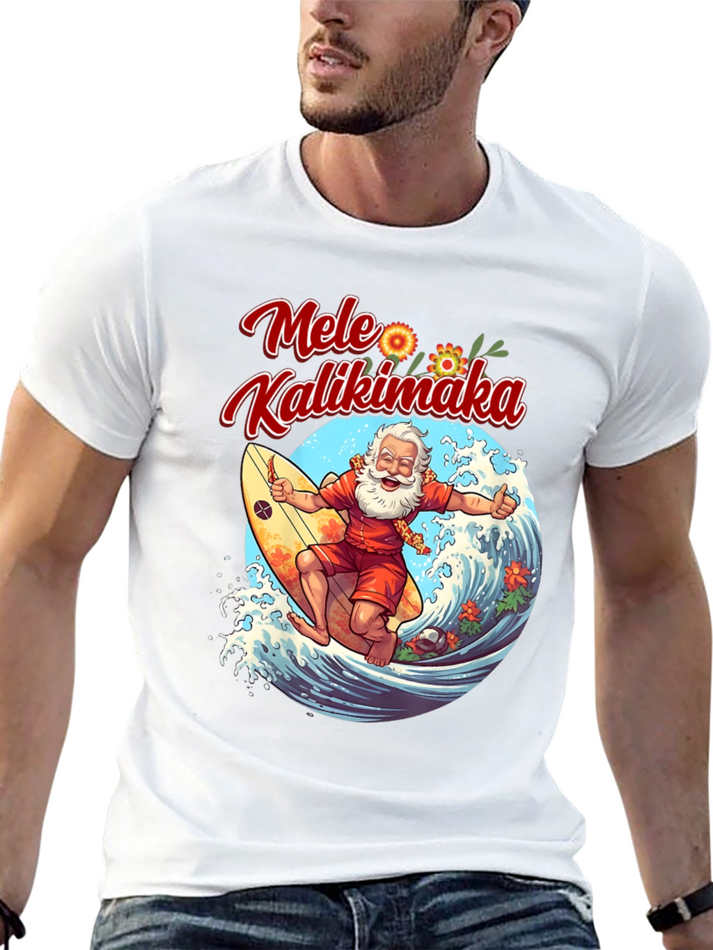 Mele Kalikimaka Santa Surfing T-Shirt