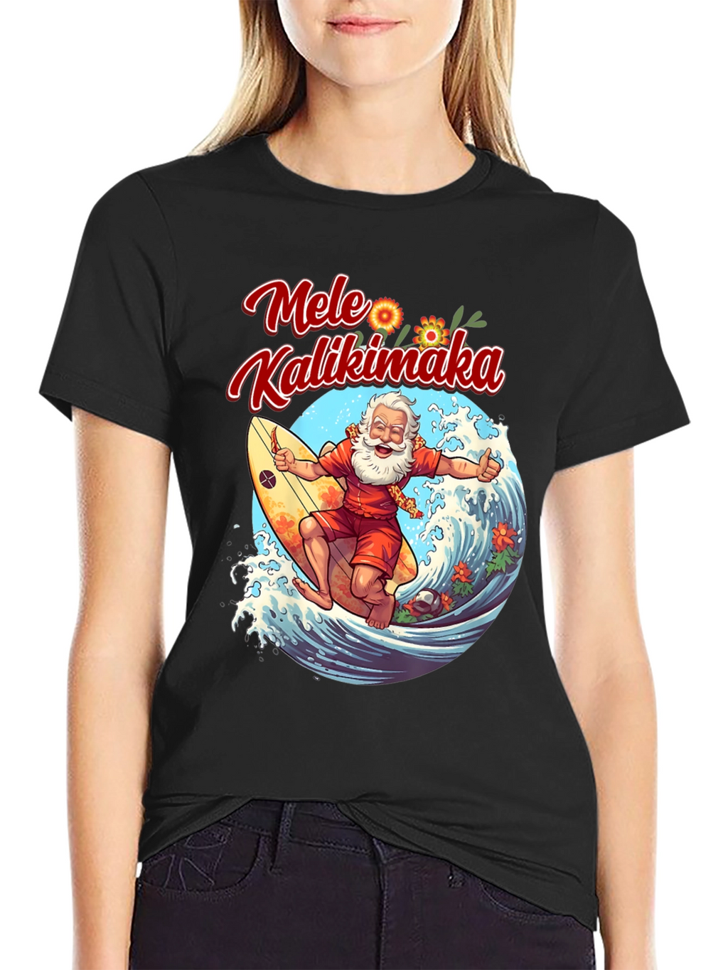 Mele Kalikimaka Santa Surfing T-Shirt