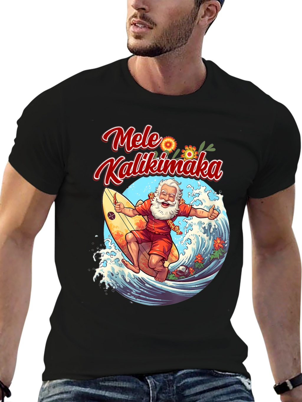 Mele Kalikimaka Santa Surfing T-Shirt