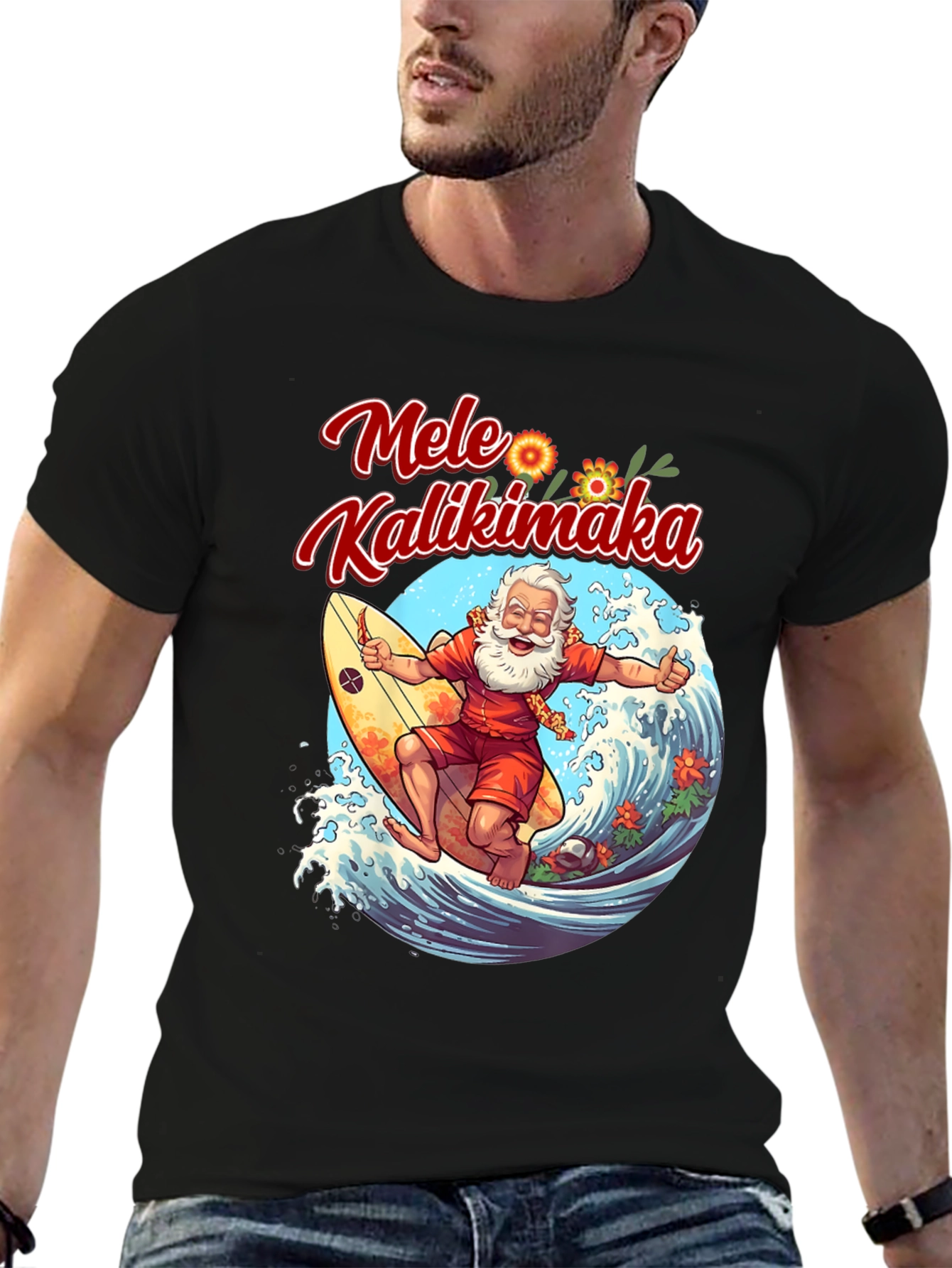 Mele Kalikimaka Santa Surfing T-Shirt