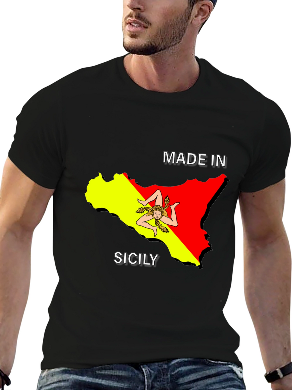 Sicily Pride Tee - Made In Sicily Black T-Shirt
