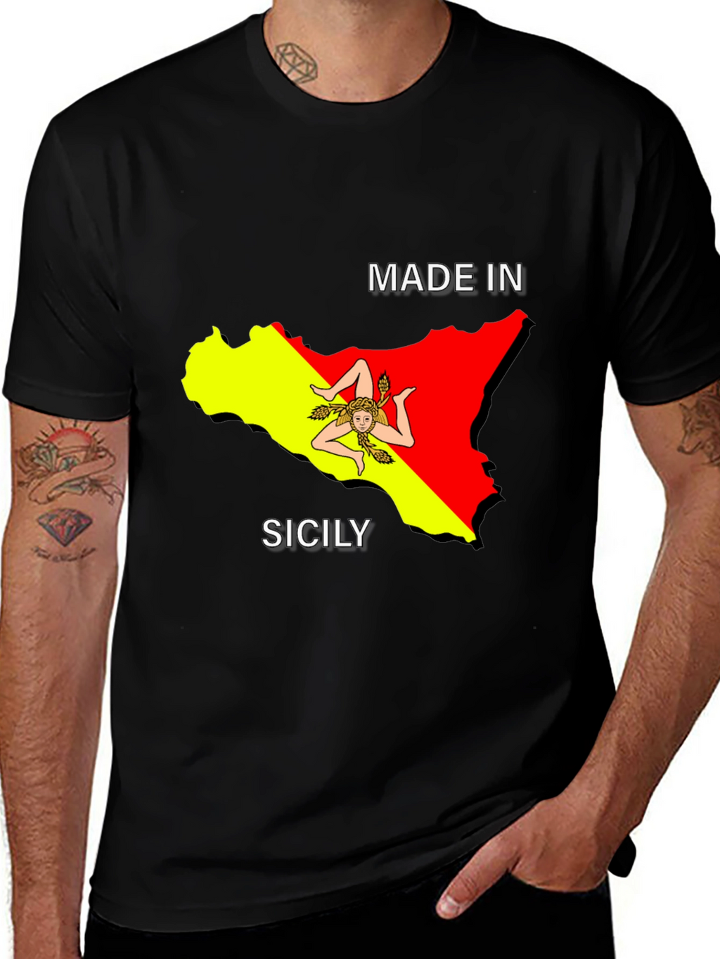 Sicily Pride Tee - Made In Sicily Black T-Shirt