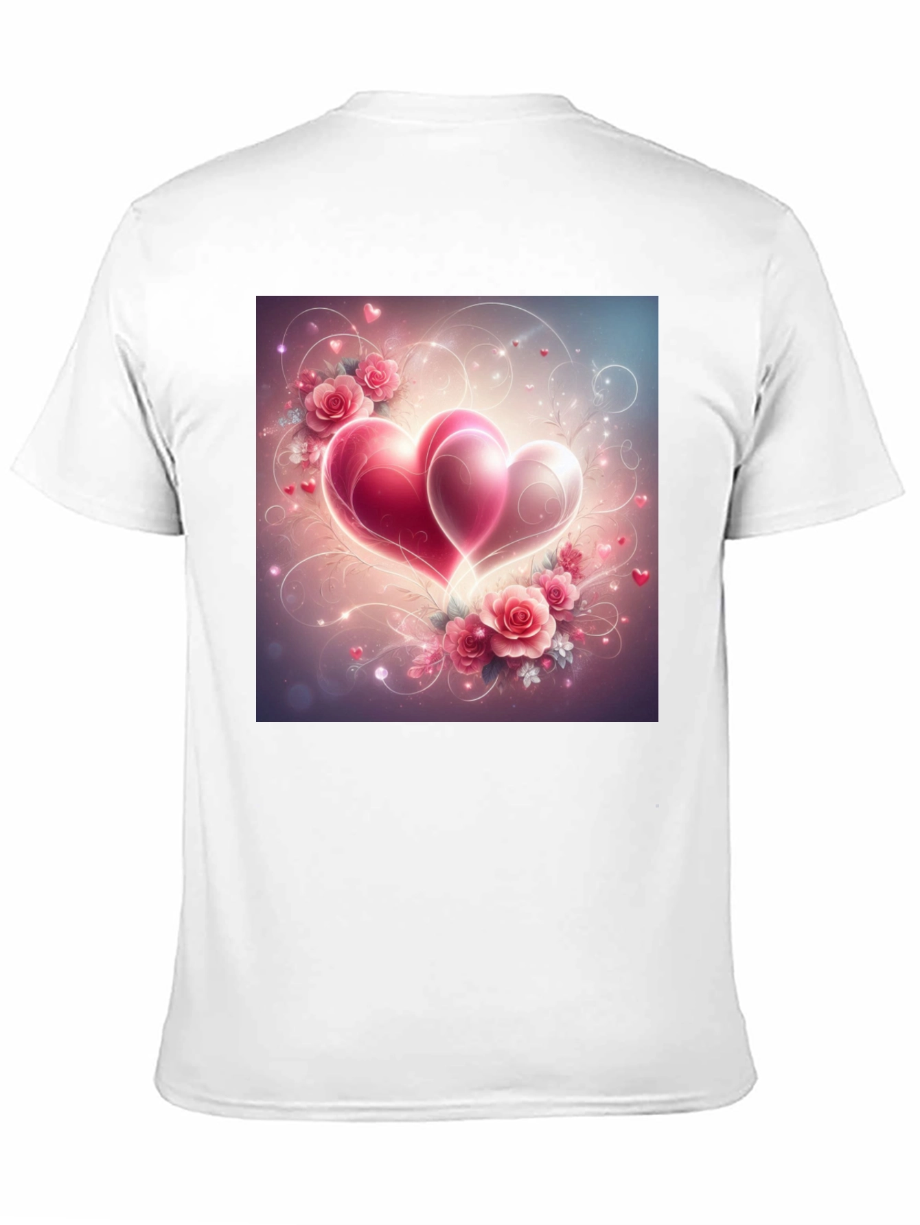Romantic Hearts & Roses Graphic Tee - Black