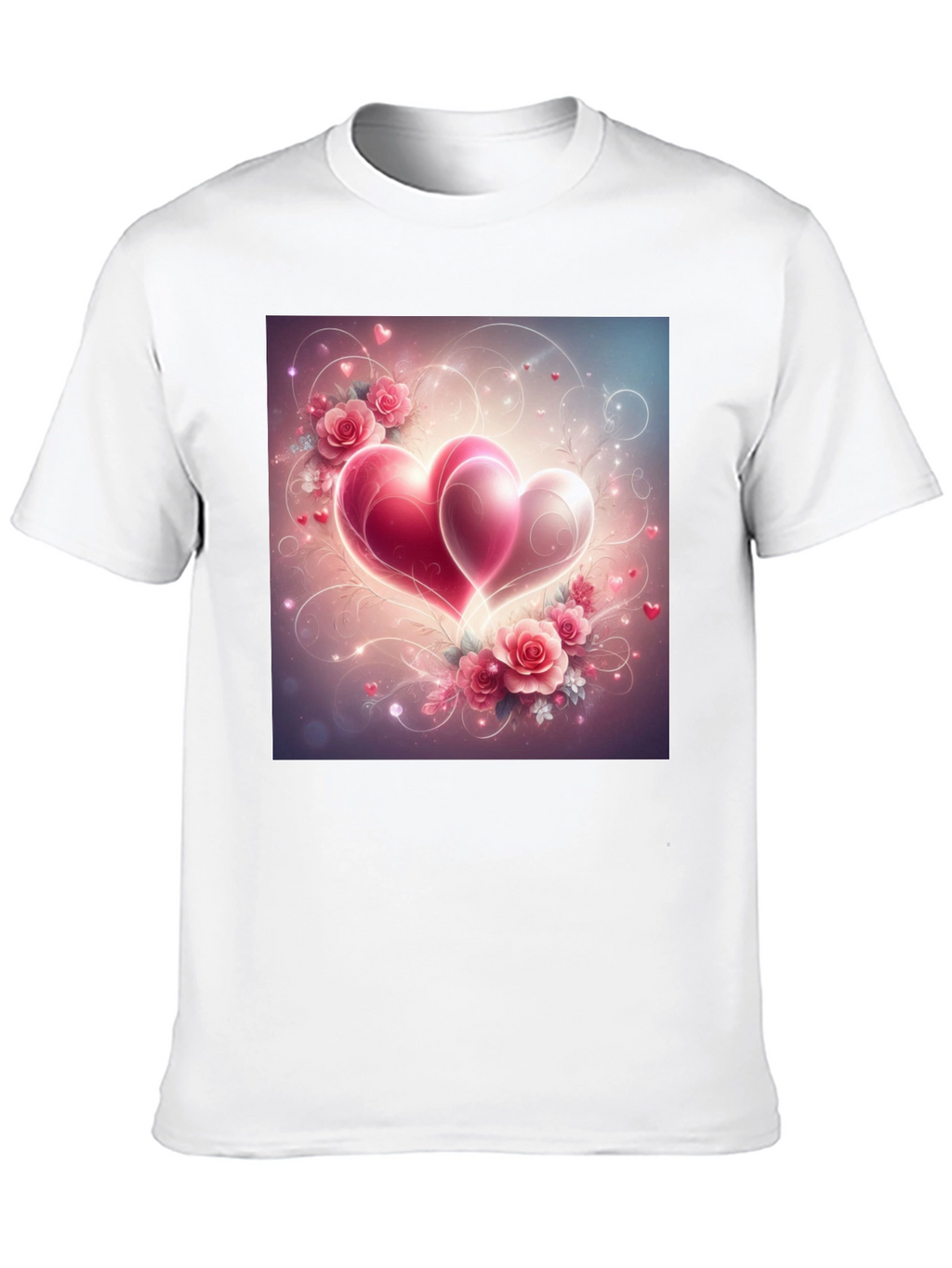 Romantic Hearts & Roses Graphic Tee - Black